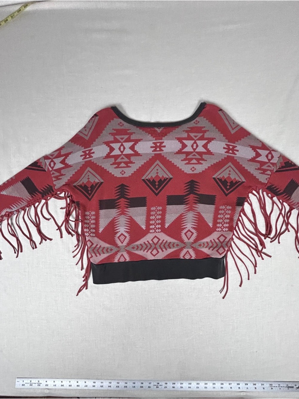 RALPH LAUREN VTG Denim & Supply Aztec fringe Sweatshirt top Size XS western